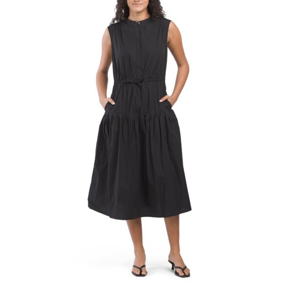 DEREK LAM 10 CROSBY Black Margaret Sleeveless Midi Dress